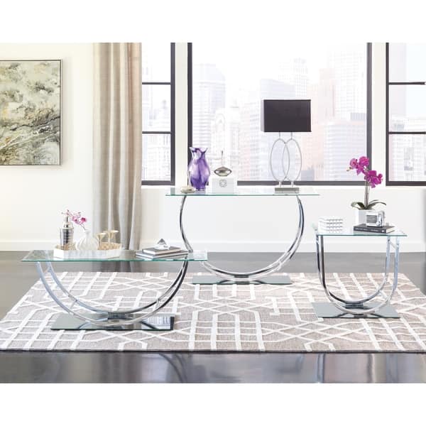 Shop Contemporary Chrome U Shaped Coffee Table 48 X 24 X 18 Overstock 21339016