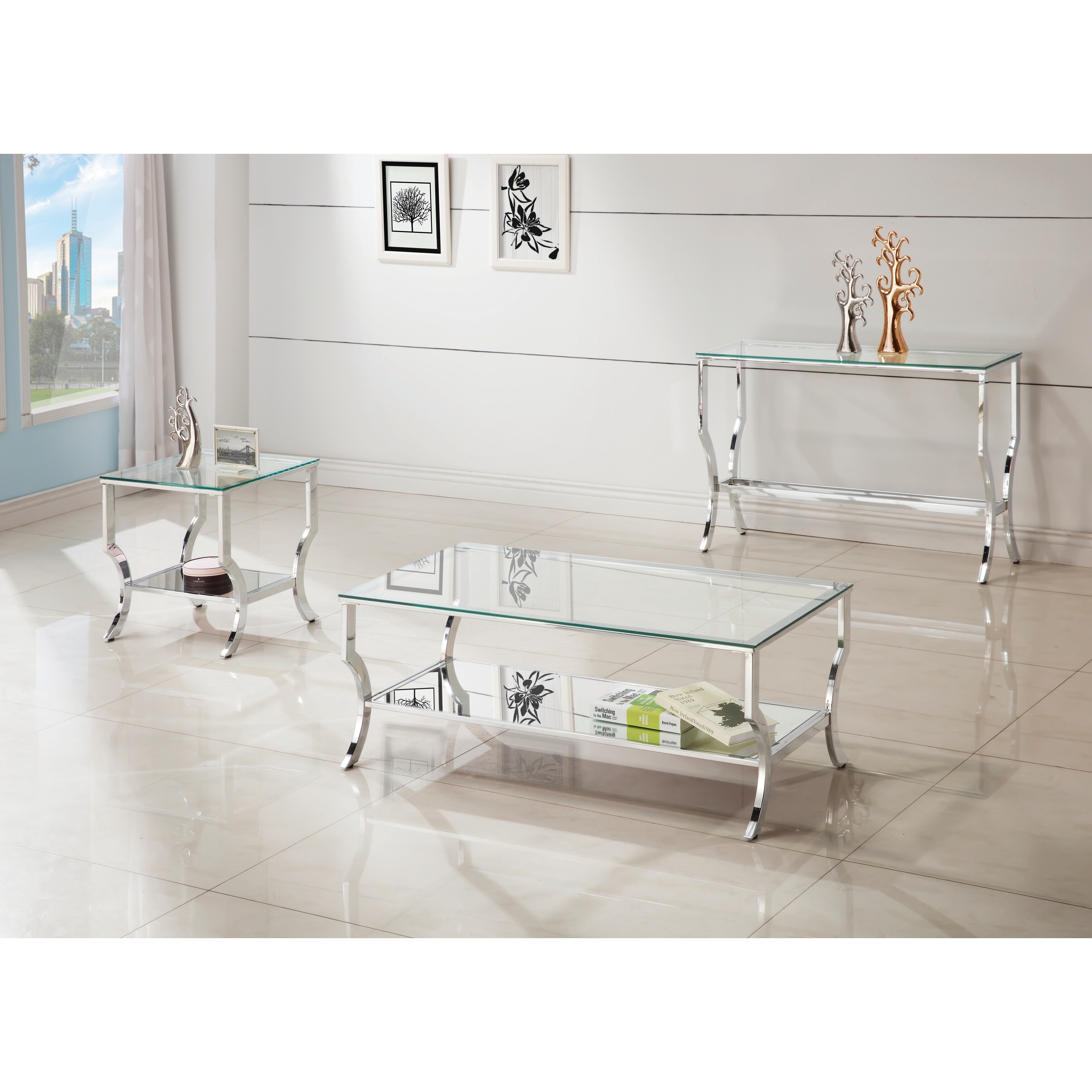 Contemporary Chrome Sofa Table 43 50 X 13 75 30 Contemporary Chrome Sofa Table