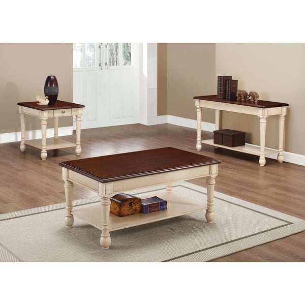 Transitional Dark Brown And Antique White Coffee Table Antique White Coffee Table