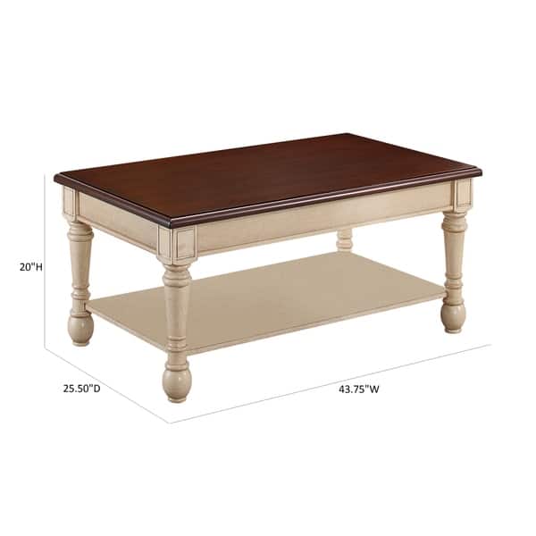 Transitional Dark Brown And Antique White Coffee Table Antique White Coffee Table