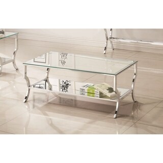 Coaster Furniture Saide Chrome Rectangular Coffee Table with Mirrored Shelf