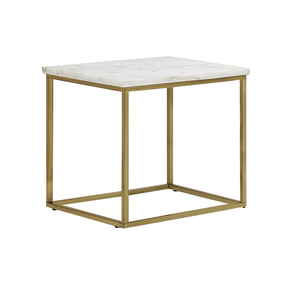 Silver Orchid Holm White and Brushed Brass Side Table - 23.75" x 23.75" x 24"
