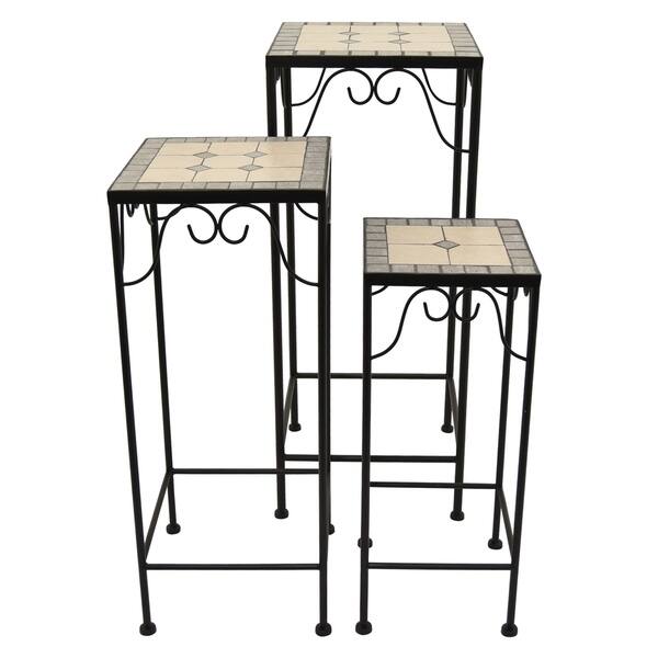 Shop Three Hands 27 5 Set Of Three Plant Stands With Mosaic In