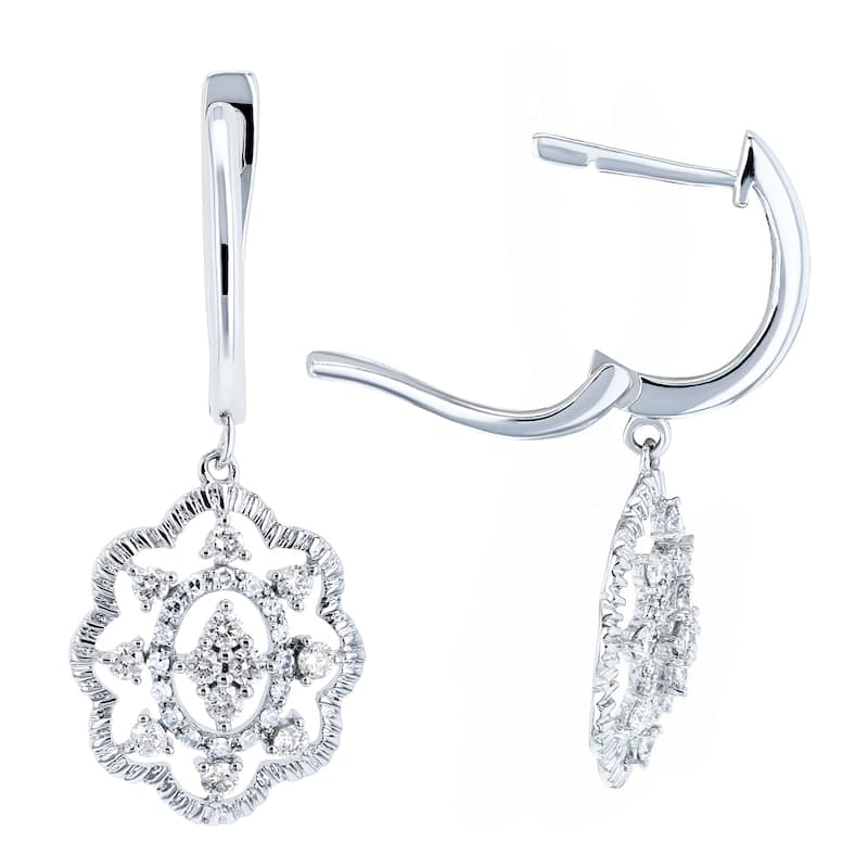 Annello by Kobelli 10k Gold 2/5ct TDW Diamond Floral Latch Back Drop Earrings