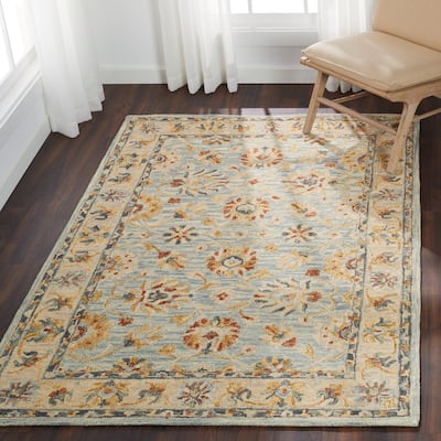 Alexanser Home Madaline French-Country Floral Hand-Hooked 100% Wool Rug