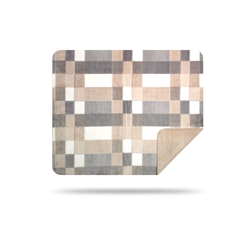 Denali Gray Plaid/Cashew Blanket
