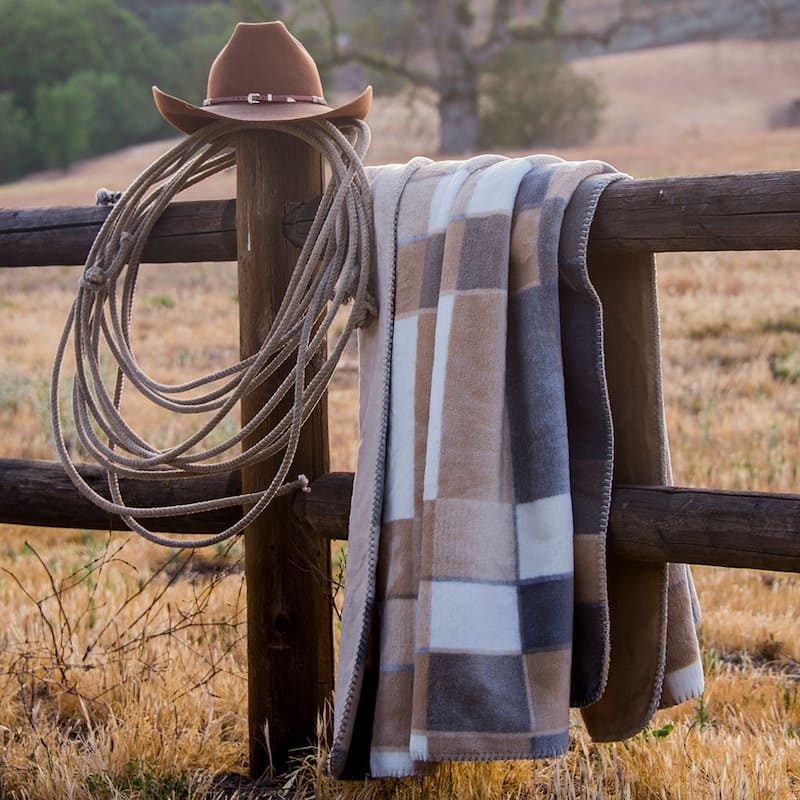 Denali Gray Plaid/Cashew Blanket
