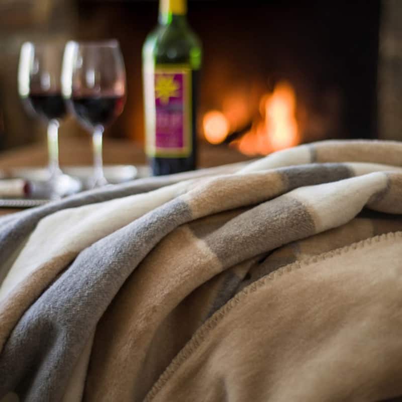 Denali Gray Plaid/Cashew Blanket
