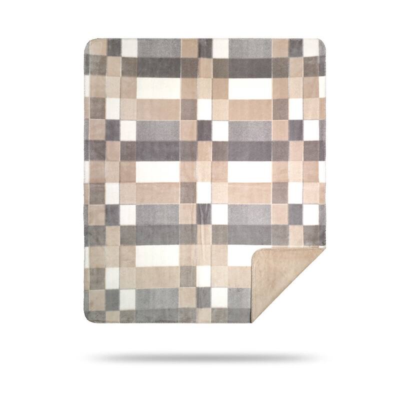 Denali Gray Plaid/Cashew Blanket