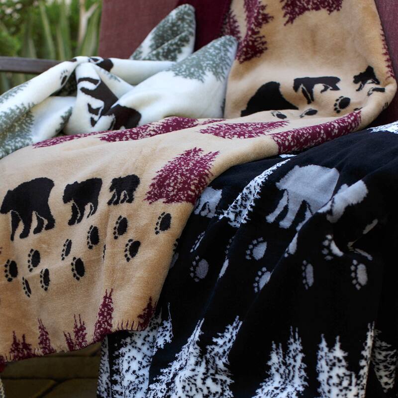 Denali Wheat Denali Bear/Merlot Blanket