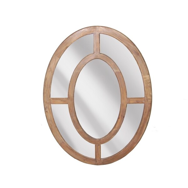 Sagebrook Home 13576 Decorative Oval Wood Framed Mirror, Beige Wood,Mirror, 35.5 x 1.25 x 47.25 Inches