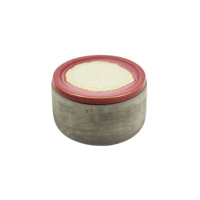 Sagebrook Home 12693-02 Cement Jar W/Rose Lid Cement/Ceramic, 5 X 5 X 3 Inches