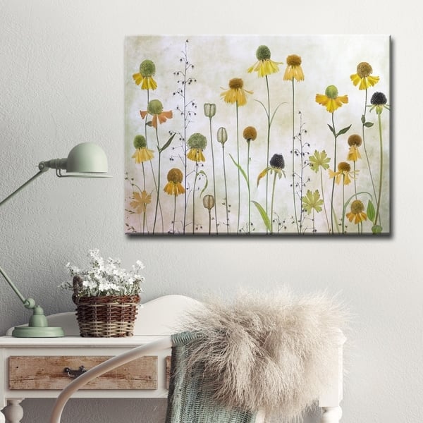 slide 2 of 5, Helenium' Floral Wrapped Canvas Wall Art