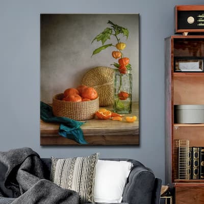 Still Life with Clementines' Kitchen Wrapped Canvas Wall Art
