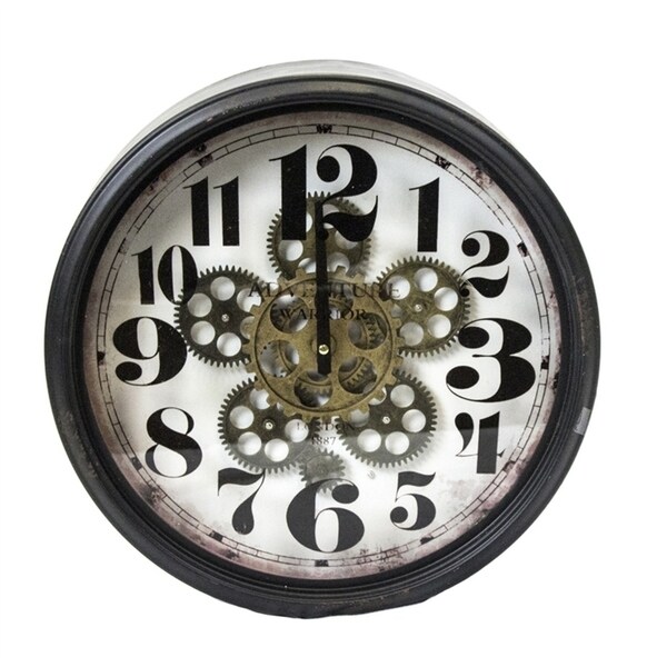 Sagebrook Home 11585D Wall Clock W/ Moving Gears Metal, 16 x 4 x 16 Inches