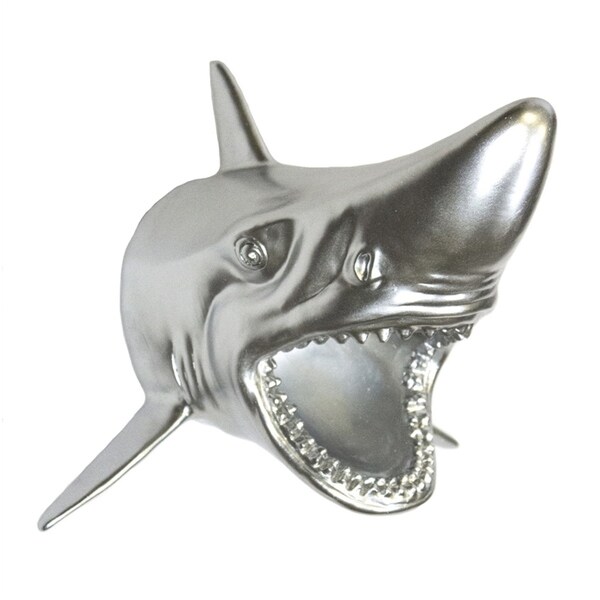 Sagebrook Home 11601 Shark Wall Decor, Silver Polyresin, 11.75 x 10.75 x 9.75 Inches