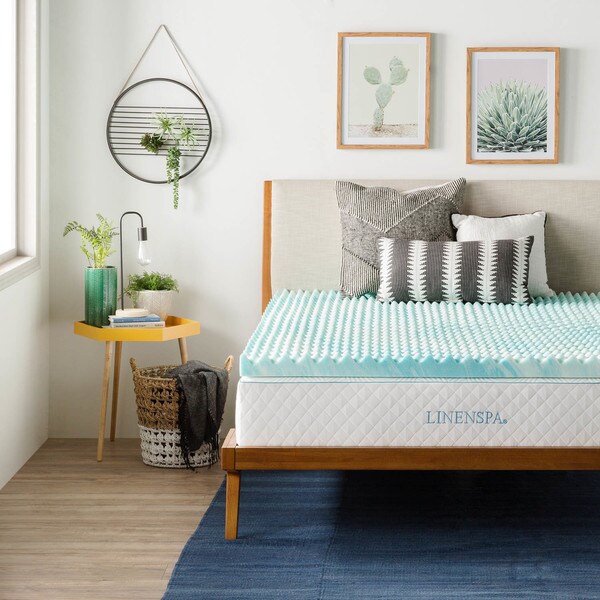 LINENSPA Essentials Convoluted Gel Swirl Memory Foam Mattress Topper - Multiple Thickness Options