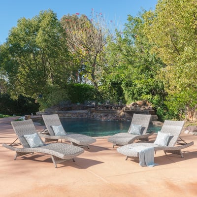 Crete Outdoor Wicker/Aluminum Chaise Lounge (Set of 4) by Christopher Knight Home