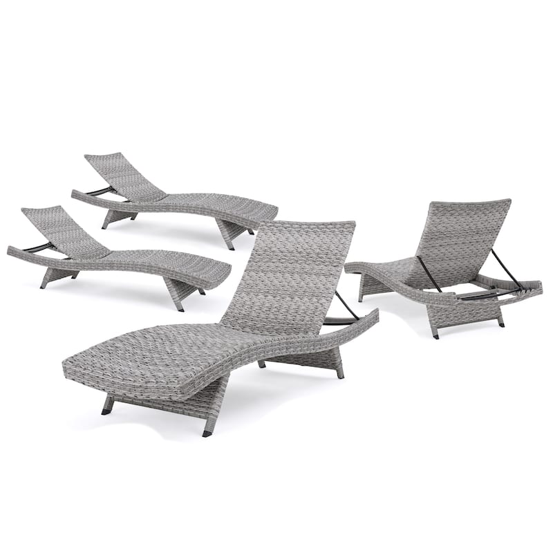 Crete Outdoor Wicker/Aluminum Chaise Lounge (Set of 4) by Christopher Knight Home - Grey