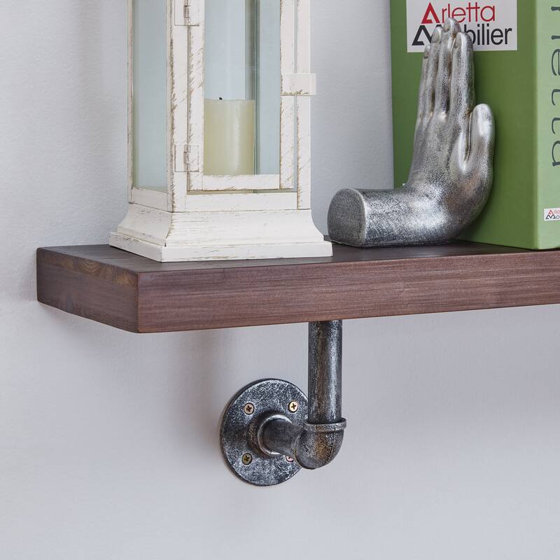 Danya B. 36 X 7 Pipe Industrial Rustic Wall Mount Shelf Umber Bed