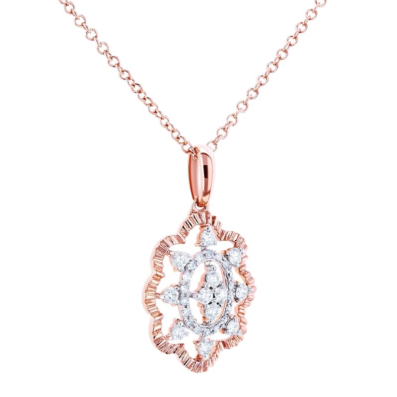 Annello by Kobelli 10k Gold 1/4ct TDW Diamond Floral Pendant Necklace, 18in Chain (Multiple Color Options)