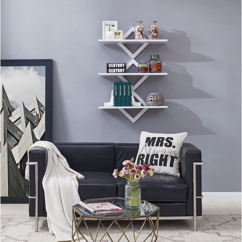 Danya B. White Diamond Shelves (Set of 3) - White