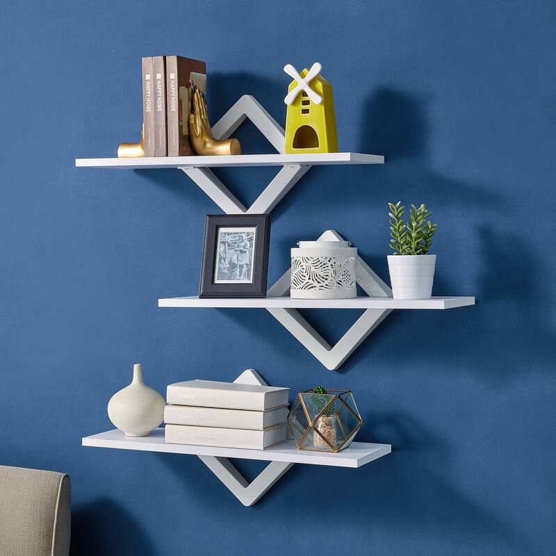 Danya B. White Diamond Shelves (Set of 3)