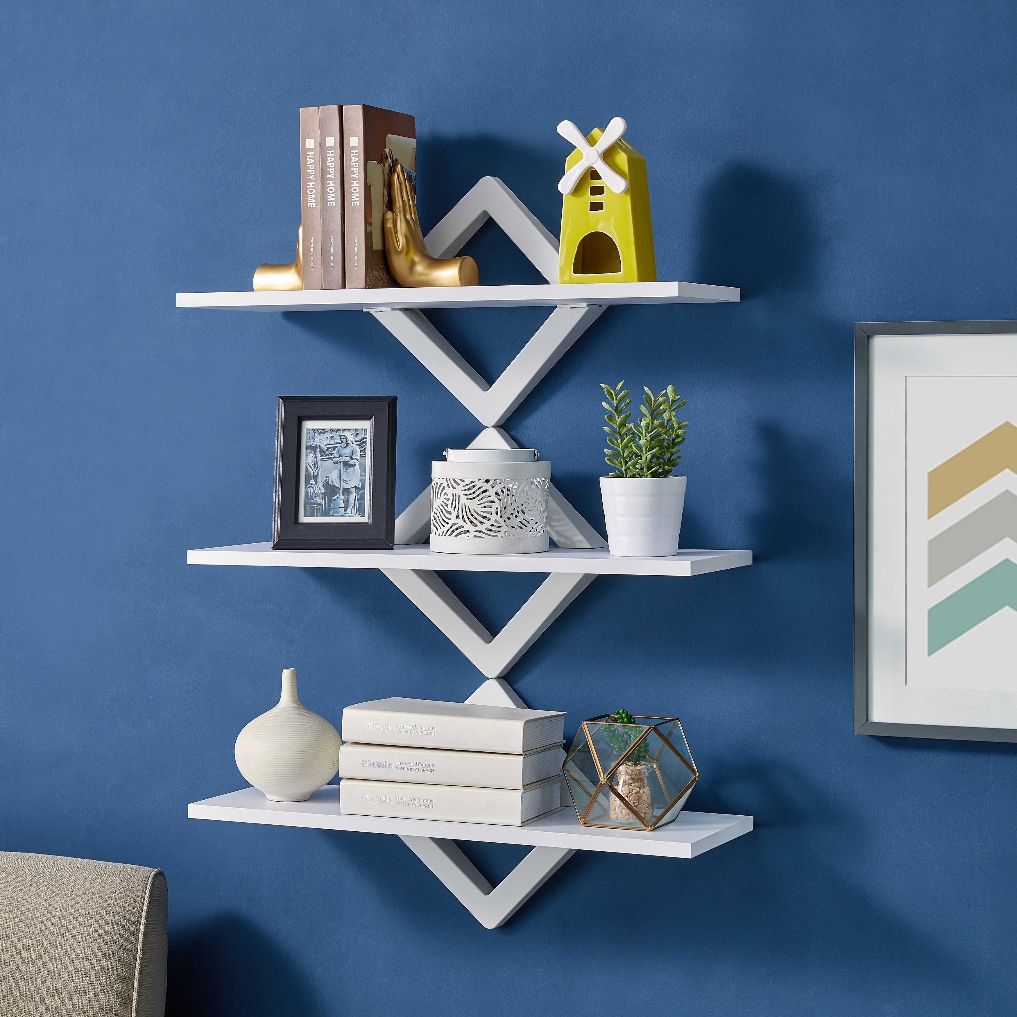 Danya B. White Diamond Shelves (Set of 3)