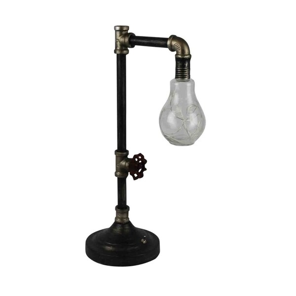 Sagebrook Home 12796-03 Metal & Wood Industrial Pipe Led Table Lamp, Multi Metal, 10.5 x 6 x 17.5 Inches
