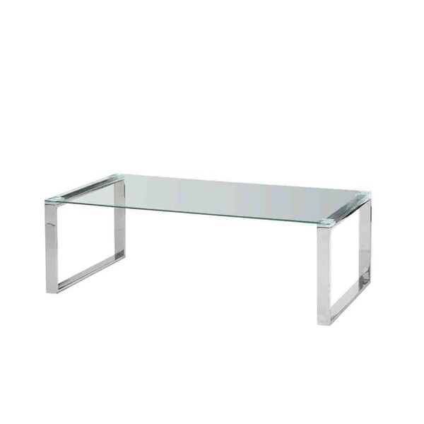 Sagebrook Home 12803-01 Stainless Steel & Glass Cocktail Table, Silver, Kd Metal, 47.25 x 23.5 x 15.75 Inches