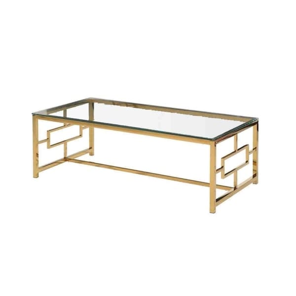 Sagebrook Home 12804-01 Stainless Steel & Glass Cocktail Table, Gold, Kd Metal, 47.25 x 23.5 x 15.75 Inches
