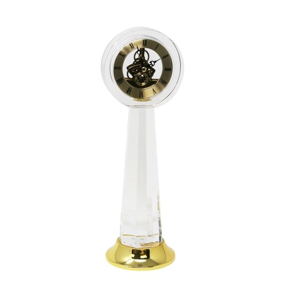 Sagebrook Home 13273 Glass Table Clock, Gold Glass/Metal, 5 x 4 x 15.25 Inches
