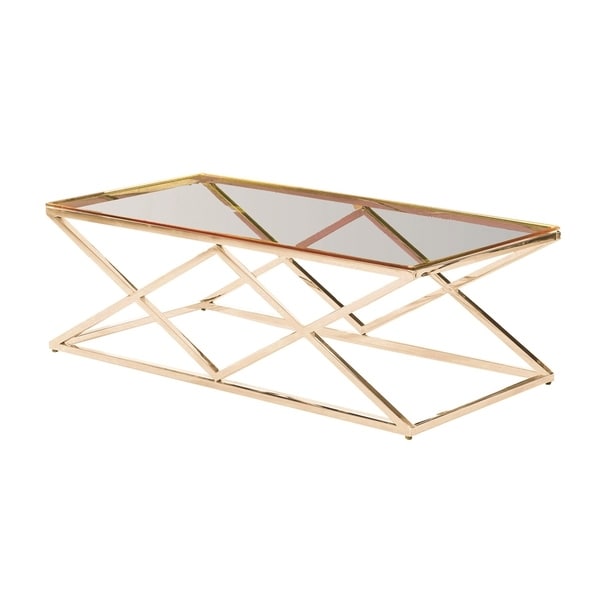 Sagebrook Home 13745-04 Stainless Steel & Glass Cocktail Table, Gold - Kd Metal/Glass, 47.25 x 23.6 x 15.75 Inches
