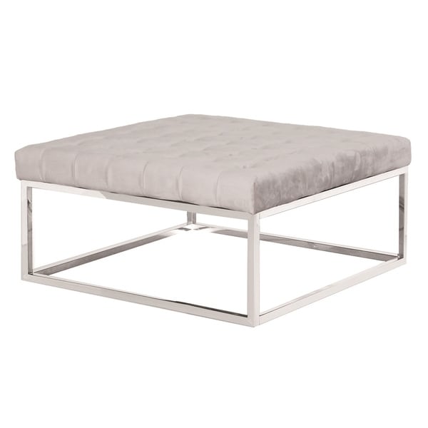 Sagebrook Home 13744-01 Stainless Steel Padded Accent Table,Silver/Gray-Kd StainlessSteel, 36 x 36 x 17.75 Inches