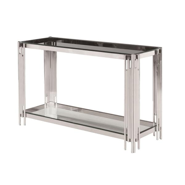 Sagebrook Home 13746-03 Stainless Steel & Glass Console Table, Silver-Kd Steel/Glass, 47.25 x 15.75 x 30.75 Inches