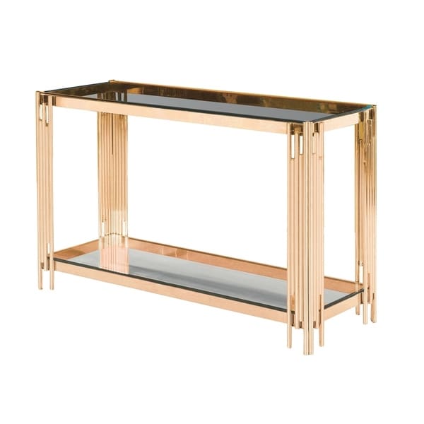 Sagebrook Home 13746-06 Stainless Steel & Glass Console Table, Gold - Kd StnlessSteel/Glass, 47.25 x 15.75 x 30.75 Inches