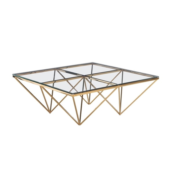 Sagebrook Home 13482-01 Metal / Glass Cocktail Table, Gold Metal/Glass, 42 x 42 x 16.5 Inches
