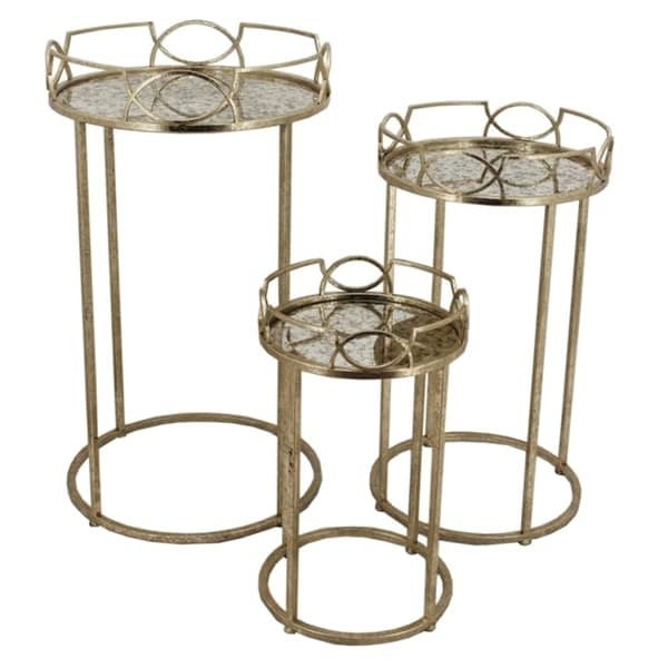 Sagebrook Home FM10173 Accent Tables, Old Gold Metal, 18 x 18 x 32 Inches (Set of 3)
