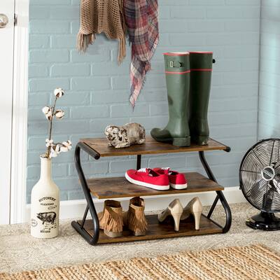 Honey-Can-Do Rustic Z-Frame 3-Level Shoe Rack