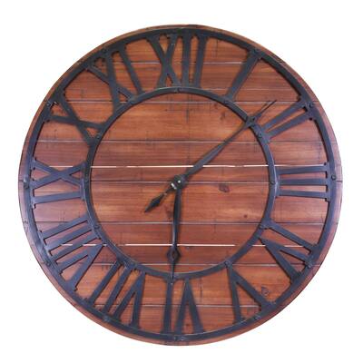 Sagebrook Home 12779 Metal & Wood Wall Clock, Black, Window Box Wood, 31 x 31 x 1.25 Inches
