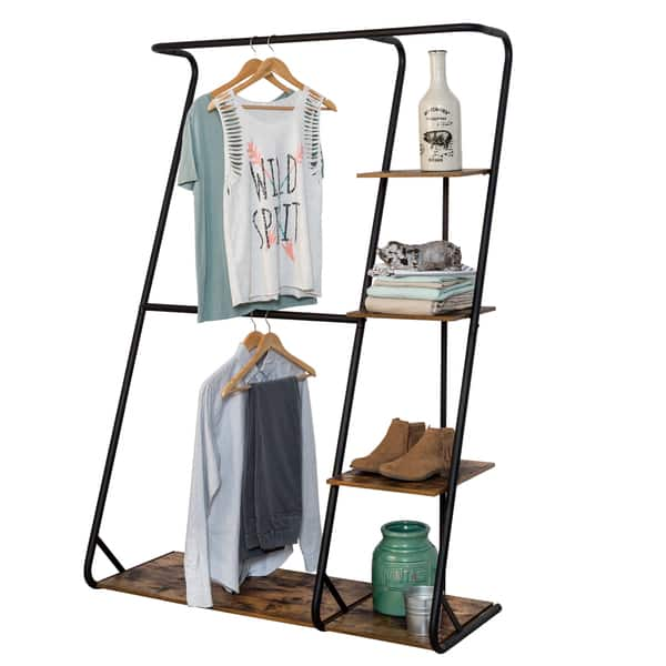 Shop Honey Can Do Rustic Z Frame Wardrobe With Shelves Free