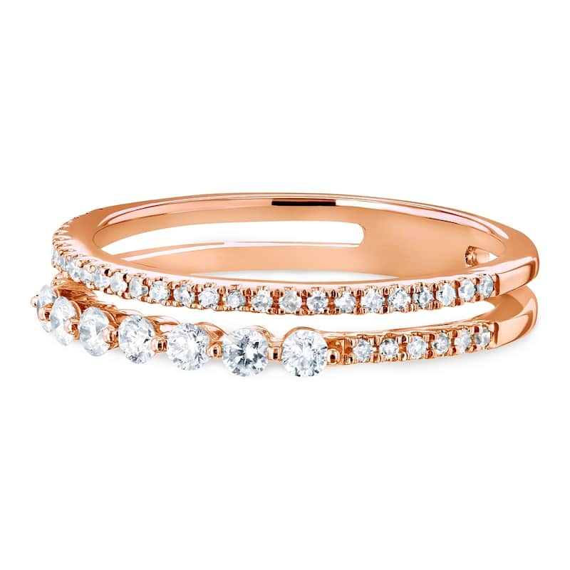 Annello by Kobelli 10k Gold 1/4ct TDW Diamond Two-Row Parallel Band Fashion Ring