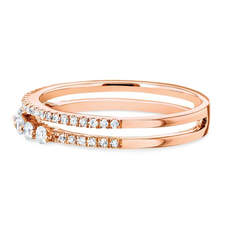 Annello by Kobelli 10k Gold 1/4ct TDW Diamond Two-Row Parallel Band Fashion Ring