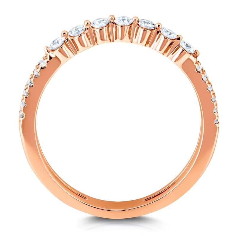Annello by Kobelli 10k Gold 1/4ct TDW Diamond Two-Row Parallel Band Fashion Ring