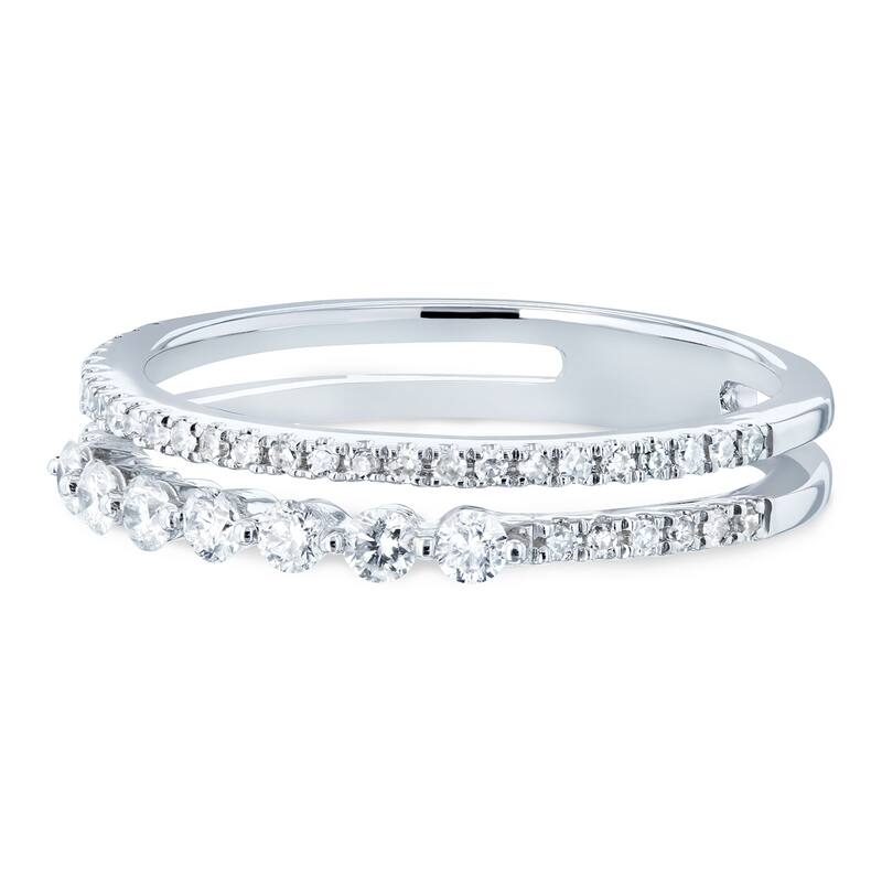 Annello by Kobelli 10k Gold 1/4ct TDW Diamond Two-Row Parallel Band Fashion Ring