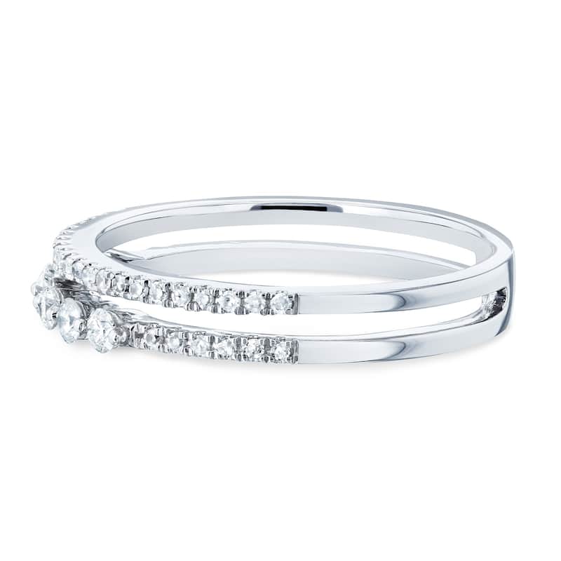 Annello by Kobelli 10k Gold 1/4ct TDW Diamond Two-Row Parallel Band Fashion Ring