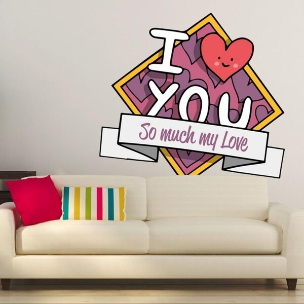 Valentine Love You Full Color Wall Decal Sticker K 1185 Frst Size 20 X20
