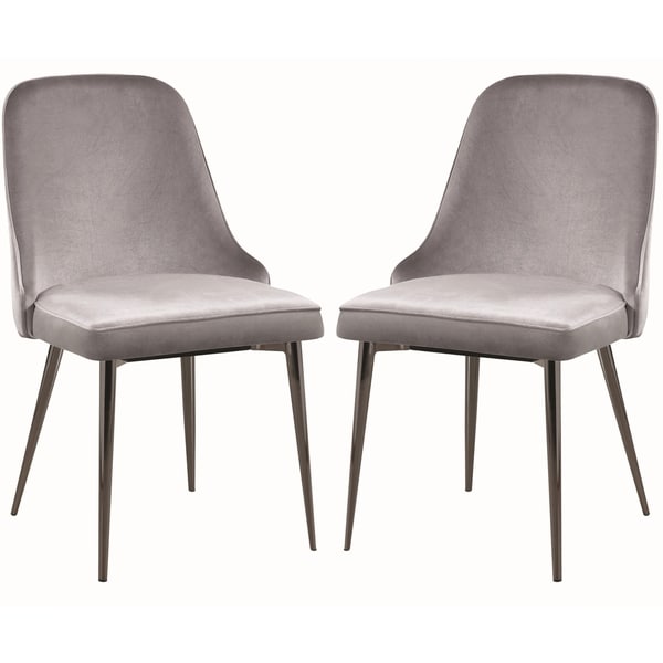 Shop Modern Chic Design Grey Velvet with Metal Legs Dining Chairs (Set