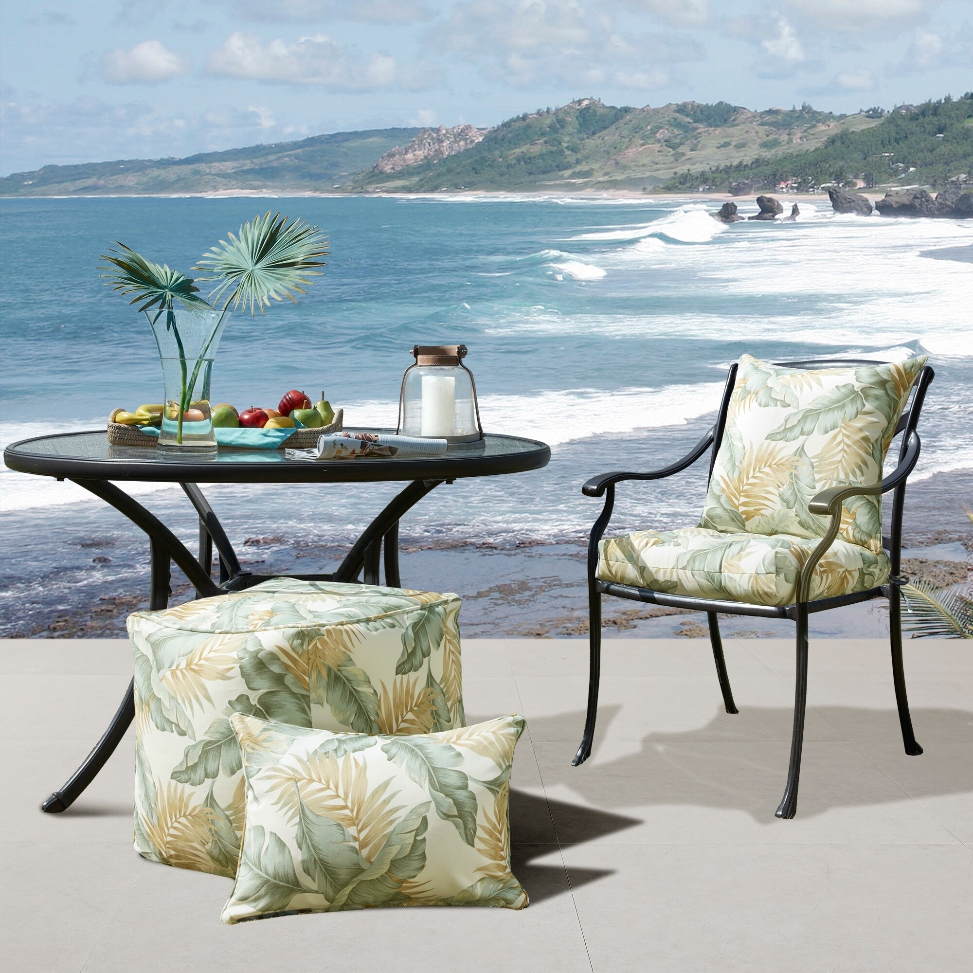 Shop Madison Park Meeru Printed Leaf 3m Scotchgard Outdoor Seat Cushion Overstock 21369158