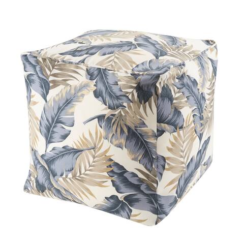 Madison Park Meeru Printed Leaf 3M Scotchgard Outdoor Pouf